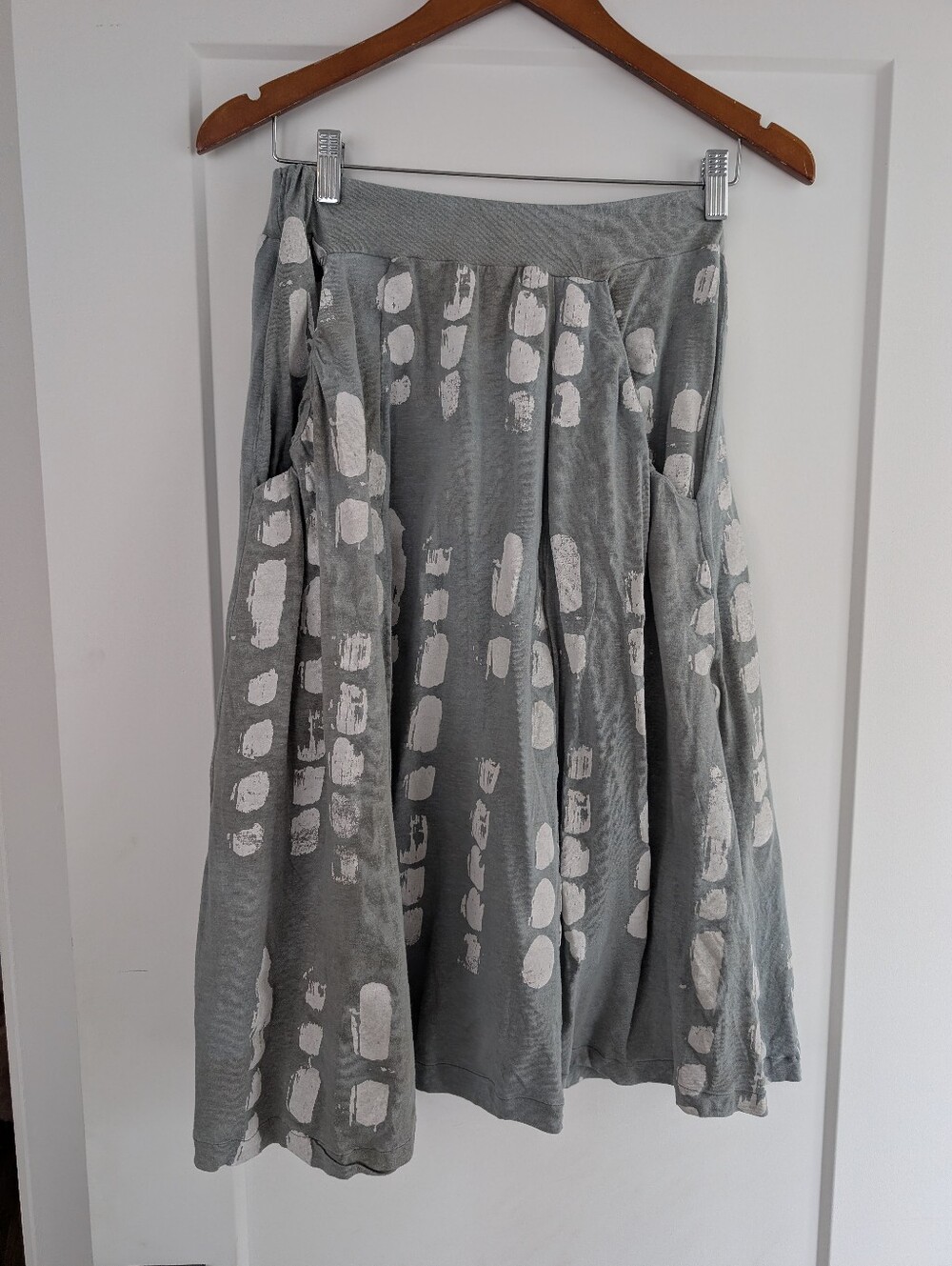 Hand Printed And Dyed Grey Skirt With Pockets | Made In Canada